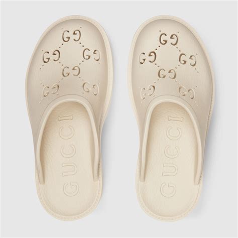 gucci platform sandals white|gucci perforated rubber sandals.